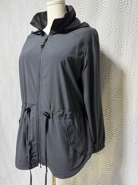 J. Jill Fit Women’s Lightweight Hooded Anorak Jacket - Gray (Size LP)